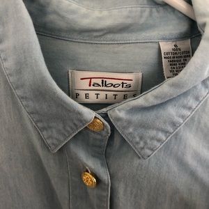 Long Sleeve Light Denim Button Down Gold Buttons